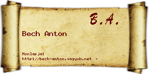Bech Anton névjegykártya